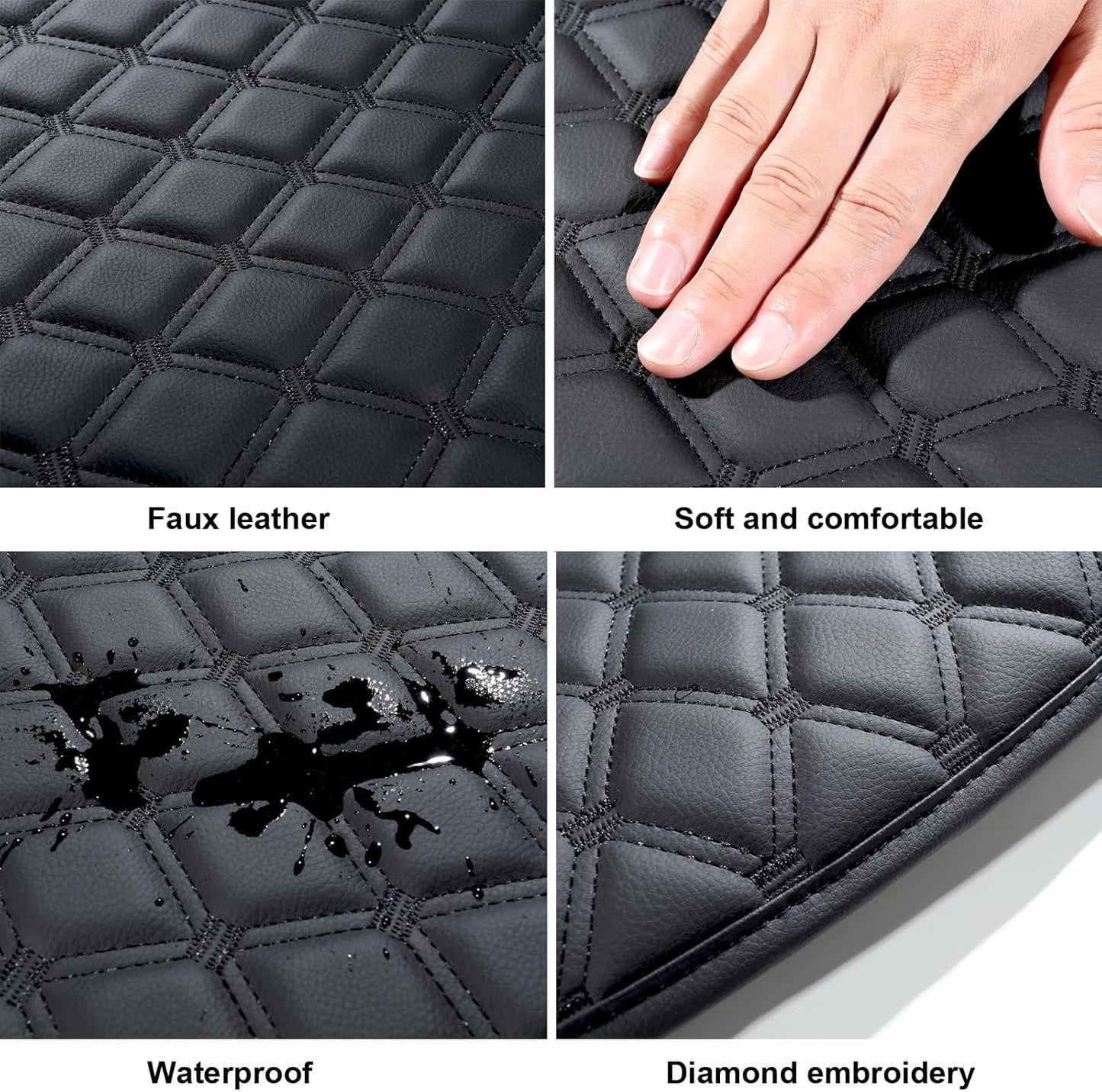 GIANT PANDA Custom Fit Center Console Cover for Dodge RAM 2009-2023 with Bucket Console- Waterproof Faux Leather Armrest Center Cover - Full Protection - Black