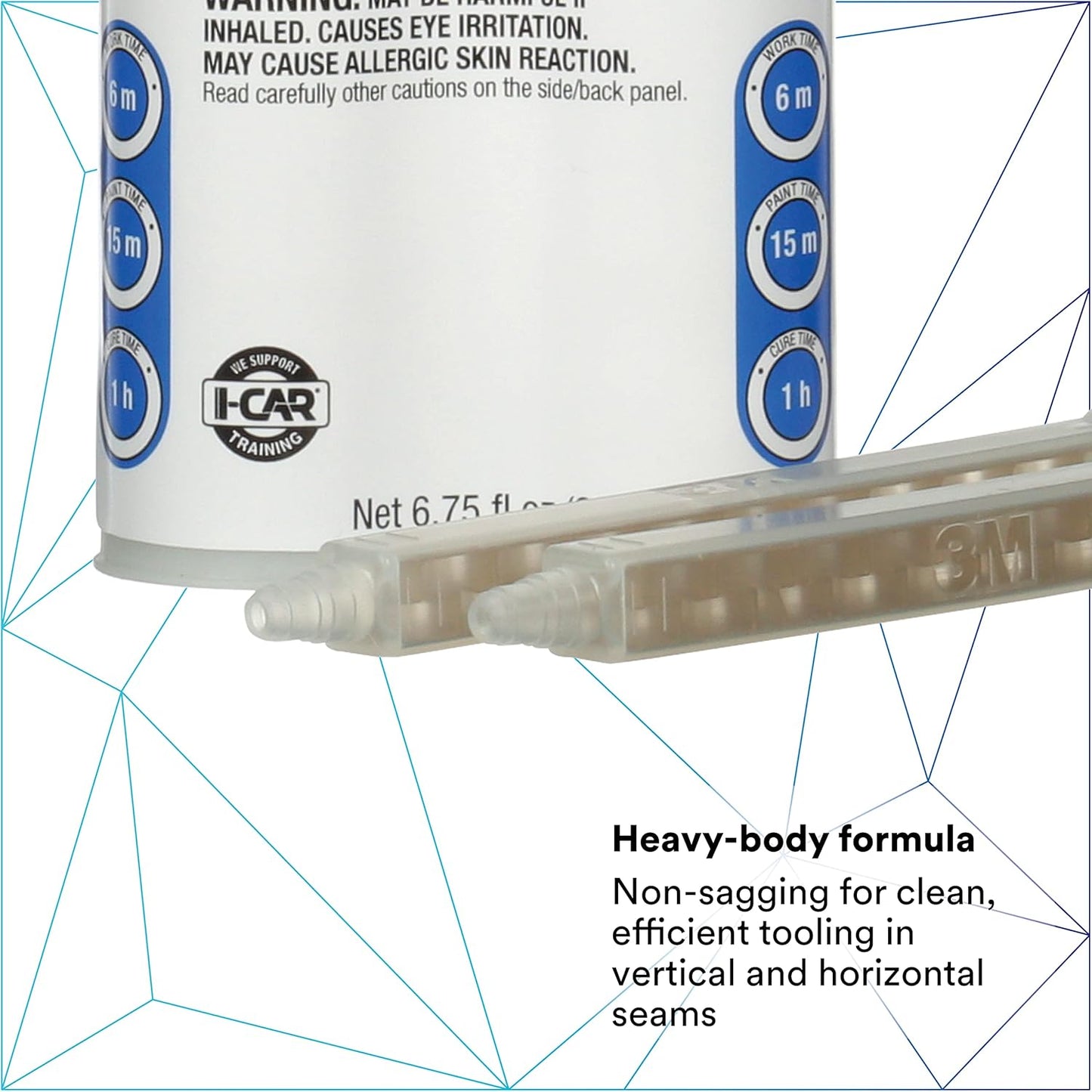 3M Bare - Metal Seam Sealer, 08310, Beige Color, Two-Part, Non-Sagging, Self-Mixing Epoxy, 200 ml/6.75 fl oz Cartridge