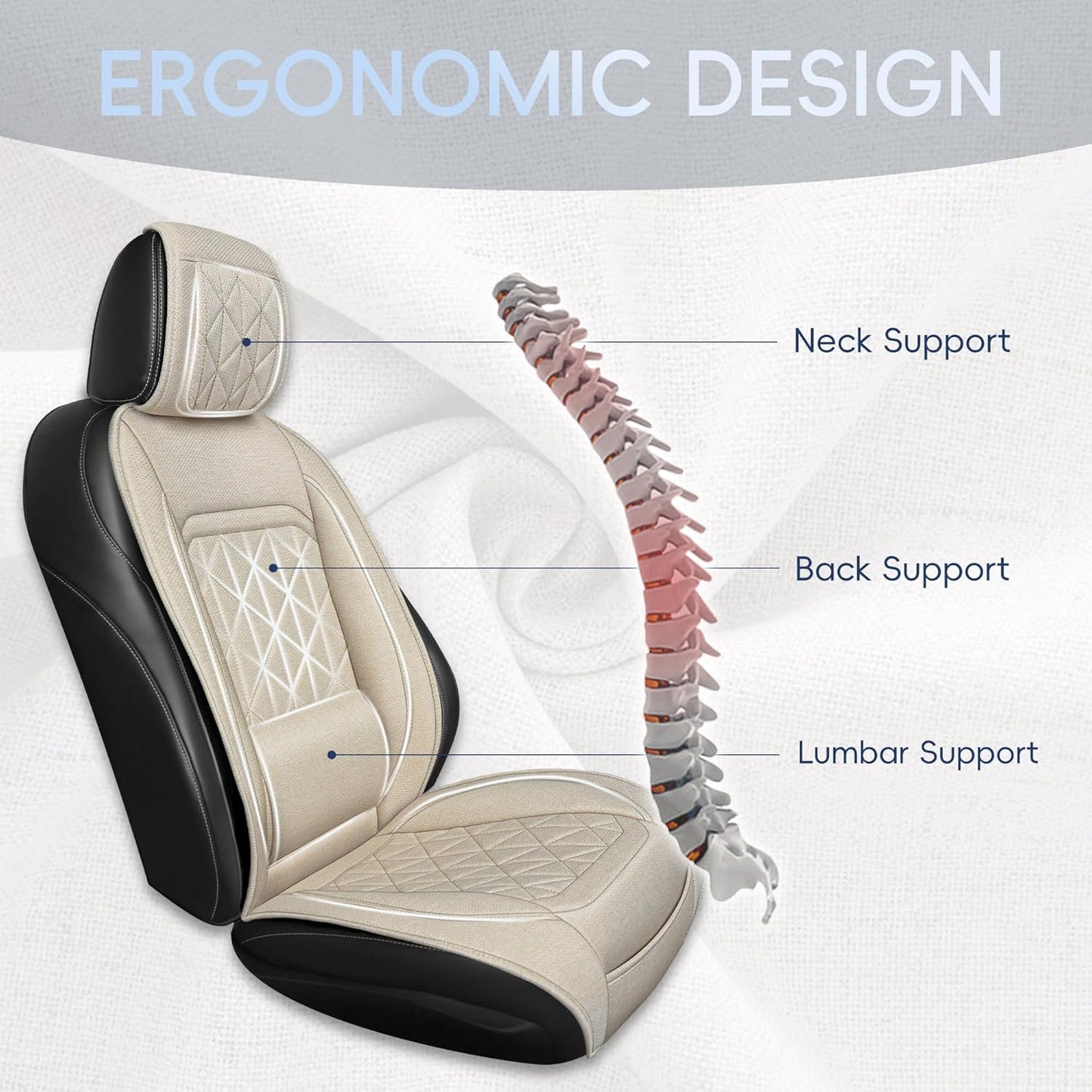 BABYBLU Linen Car Seat Cover for Cars - Durable & Non-Slip - Front Car Seat Protector Covers for Most Automotive, Vans, SUVs, Trucks