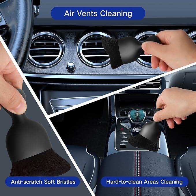 11pcs Windshield Cleaner Tool, Car Window Cleaning Wash Kit with 6 Reusable Microfiber Pads 2 Spray Bottles and Extendable Handles Auto Glass Wiper Kit, Blue & Green