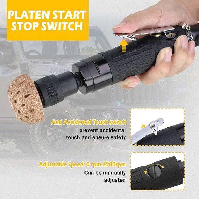 Kefly Air Tire Repair Kits, Wheel Polish Patch Tools, Includes 2500RPM Low Speed Air Tire Buffer, Tire Inner Liner Scrapper, Patch Roller, Tungsten Steel Buffing Wheel, and Precision Accessories
