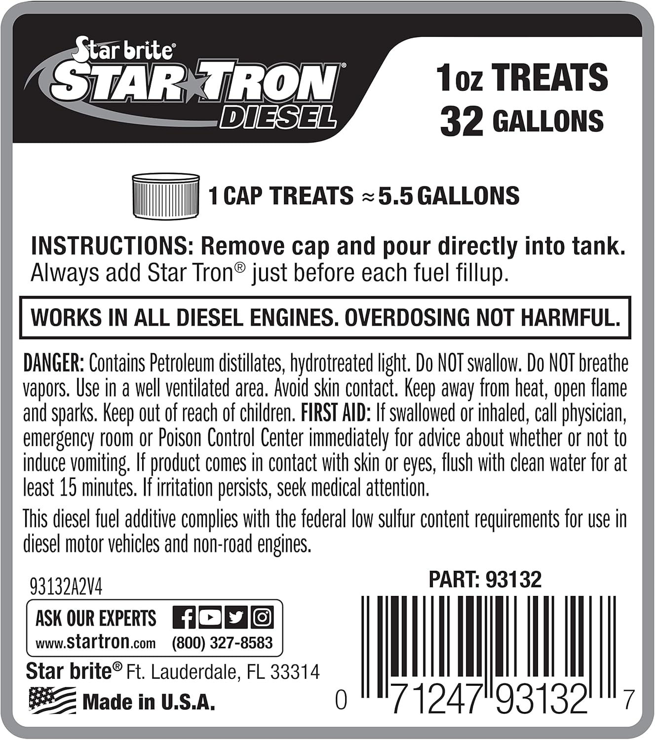Star Tron Super Concentrated Diesel Formula - Stabilize & Rejuvenate Diesel, Biodiesel & All Regular Gasoline - 1 Oz Treats 32 Gallons