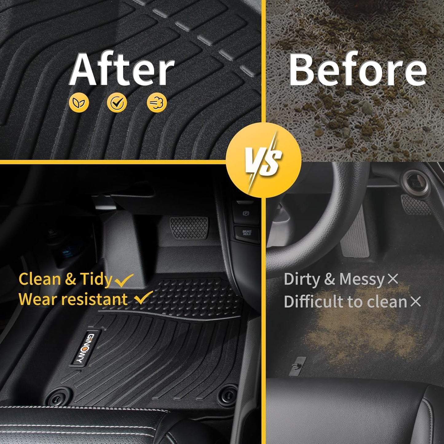 GINOWY- Floor Mats & Cargo Liner for Chevy Equinox 2025 2026 &GMC Terrain 2025 2026, TPE All Weather Equinox Car Mats, Custom Terrain Floor Liners, Non-Slip Trunk Mat, Waterproof Accessories Black