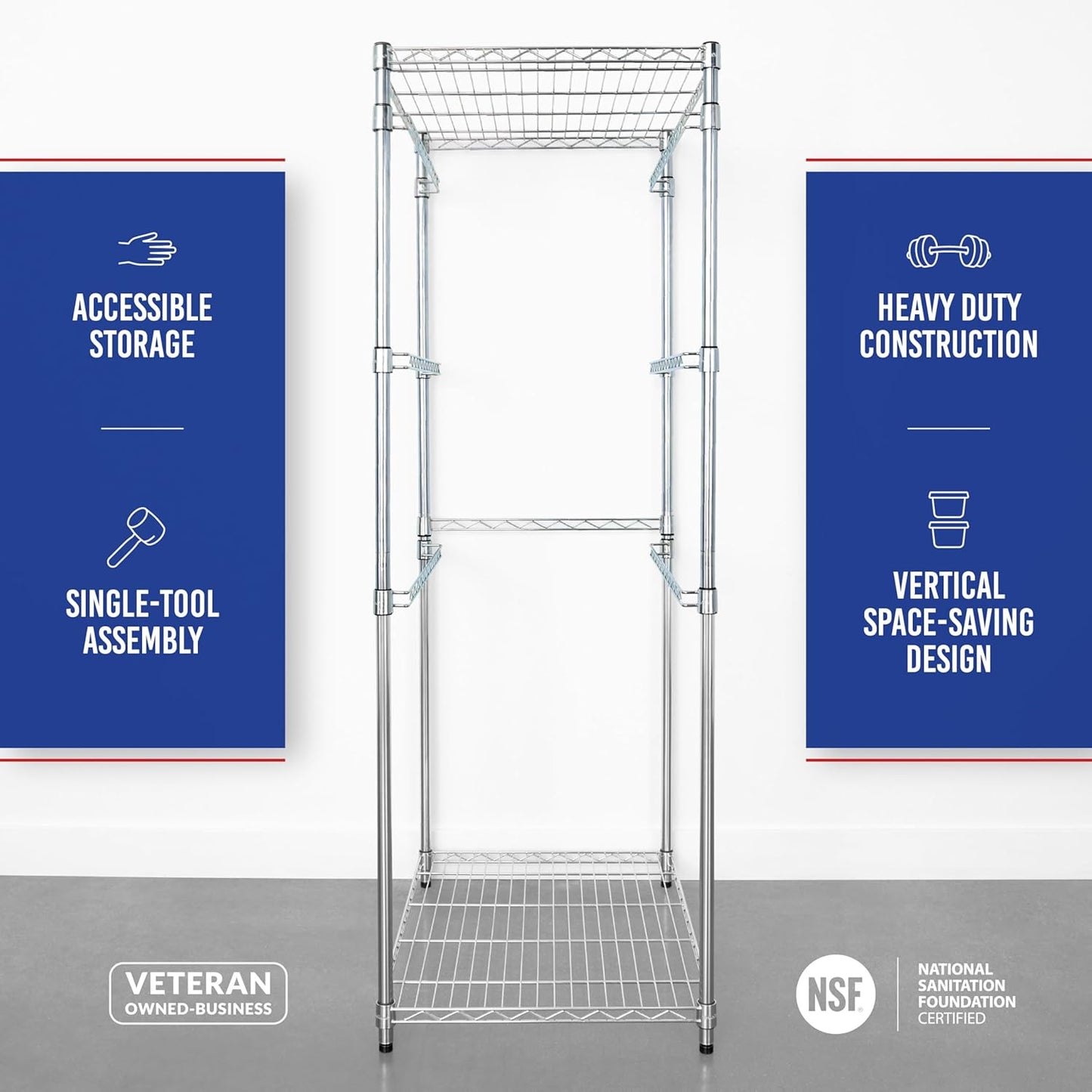 SafeRacks 5-Tier Steel Tote Rack WS-BR27 - Maximize Space, Declutter, NSF Certified, Bin Storage for Garage, Pantry, Kitchen, 31" x 23" x 68" (Silver, 1 Pack)