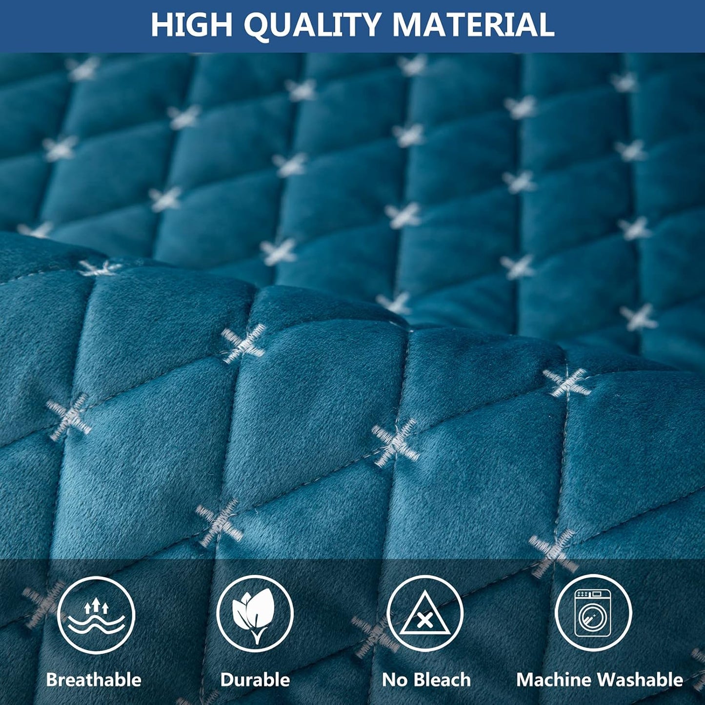 Eismodra Couch Cover,Sectional Couch Covers,Sofa Covers for 3 Cushion Couch,Anti-Slip Sofa Slipcovers for Dogs Cats Kids Loveseat Recliner L Shaped Armrest Backrest,Blue 43''x82''(Only 1 Piece)