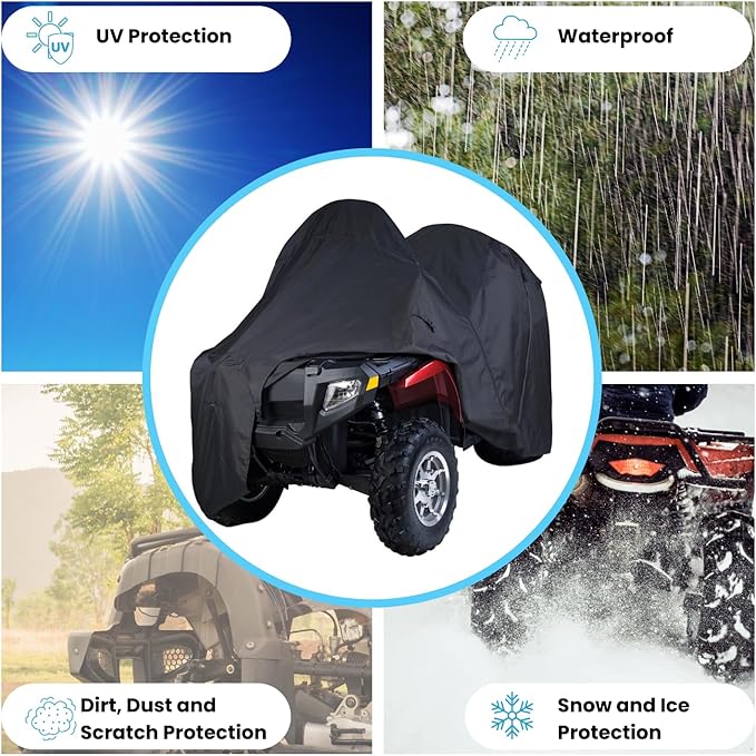 EliteShield Trailerable ATV Cover, Heavy Duty Waterproof Quad 4 Wheeler All Terrain Vehicles Cover for Polaris Kawasaki Yamaha Suzuki Arctic Cat Can-Am, Expandable Cover Fits 83" to 103" L