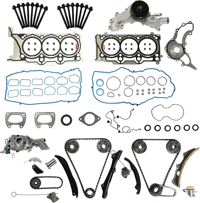 3.6 Head Gasket Set Timing Chain Kit Water Pump Oil Pump w/Head Bolts Fit For Chrysler 200 300 Town&Country Dodge Jeep Ram ProMaster 1500 3.6L V6 DOHC 2011-2016 HS26541PT 90511SX 90511S ES72467