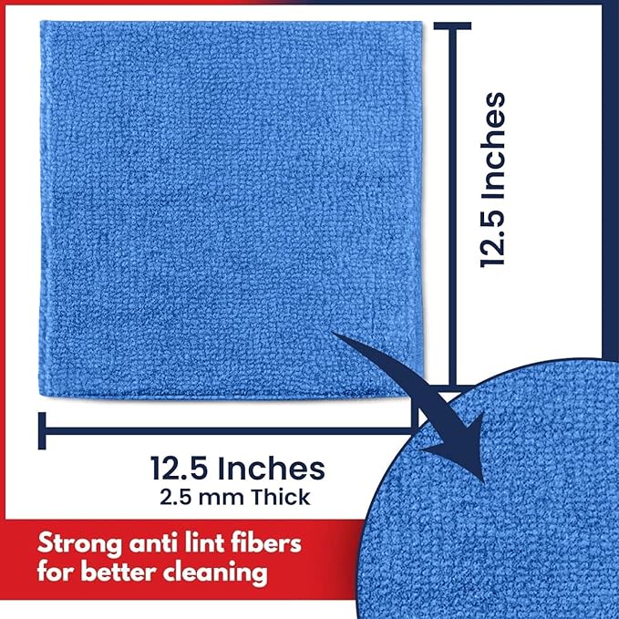 USANOOKS Microfiber Cleaning Cloth - 1200 Washes, Ultra Absorbent Towels Grip Root Weave Grime - 50pack - Blue