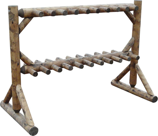 17-Place Freestanding Log Ski Rack Holder, Indoor & Outdoor Snowboard Racks, Standing Storage, Garage Racks for Snow Skis, Durable Snowboard Rack Garage Storage Organizer- Canyon Brown+ 15" Anchor Kit