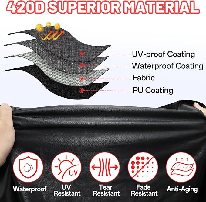 StarknightMT UTV Cover 4-6 Seater,Large 420D Waterproof Cover Compatible with Defender MAX PRO/X3 MAX/Wildcat/Prowler/Viking/Ranger Crew/RZR XP 4/Teryx4/Mule Pro/Gator XUV 590 with Reflective Strips
