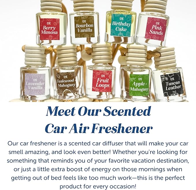 CANDECraftCo Car Air Hanging Fragrance Oil, Car Auto Freshener for Essential Oils, Scents Fragrance Aromatherapy Automobile Diffuser, Long Lasting (Berry Mimosa + Champagne)
