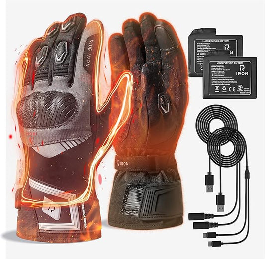 Heated Motorcycle Gloves for Men with CE Level 1 KP, 7.6V 3000mAh Rechargeable Heated Gloves Touchscreen Protective Gears