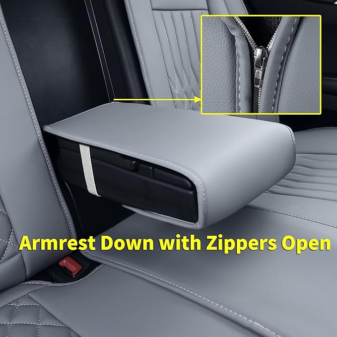 Aierxuan Rear Car Seat Covers with Waterproof Leather, Automotive Vehicle Cushion Cover Universal Fit for Most Cars (Black-Grey, Rear seat Cover)