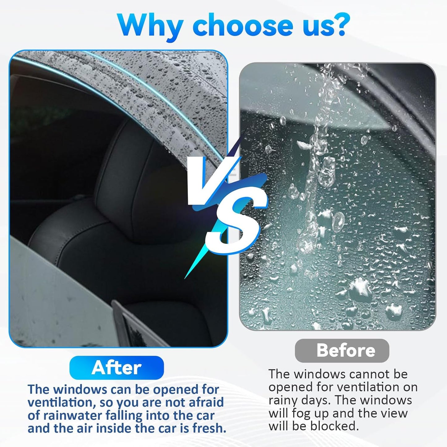 4pcs Front+Rear Smoke Tint Sun/Rain Guard Outside Mount Tape-On Vent Window Visors Compatible with 99-05 Grand Vitara 99-04 Tracker