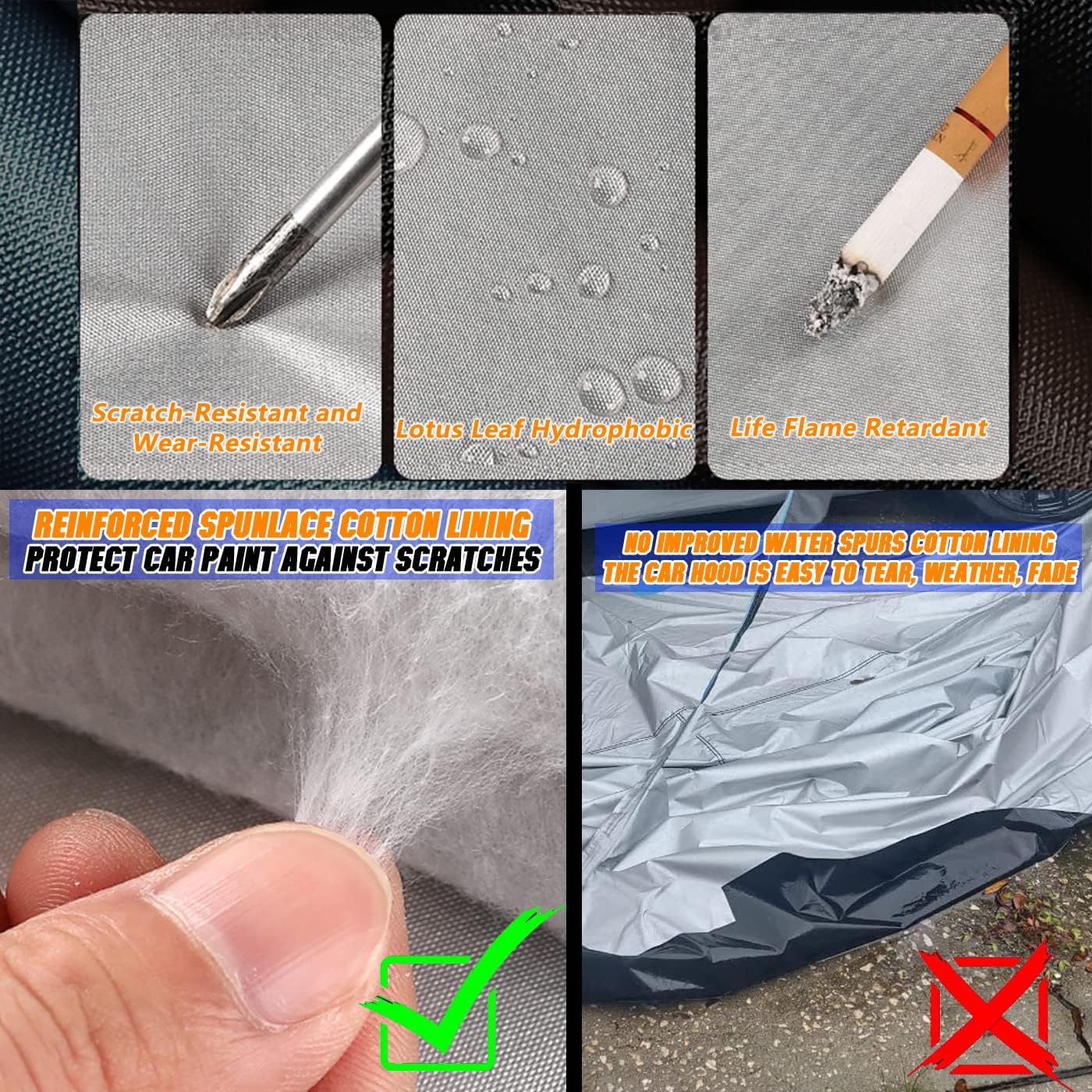 Breathable New Material, Waterproof Car Cover, Locks and Zipper Doors, Sunscreen Waterproof UV Prevention Snowproof Wind and Windproof,Suitable for Indoor Outdoor,for Pickup 180"-206",C6