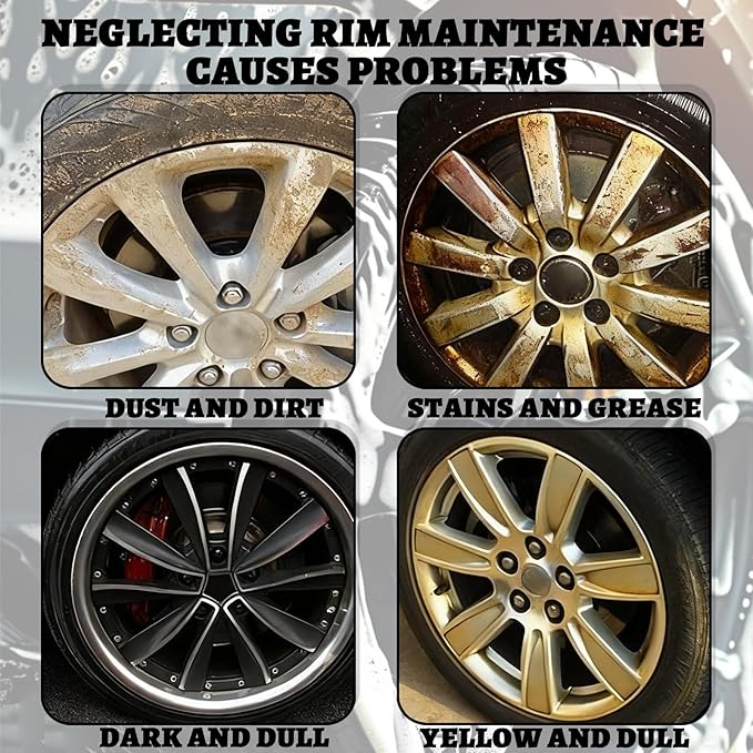 Rim & Wheel Cleaner Spray, Removes Brake Dust & Grime, Non-Acidic Tire Cleaner, Detail Products, Purple Color Changing, Rust for Most Wheel, 10 fl oz (2PCS)