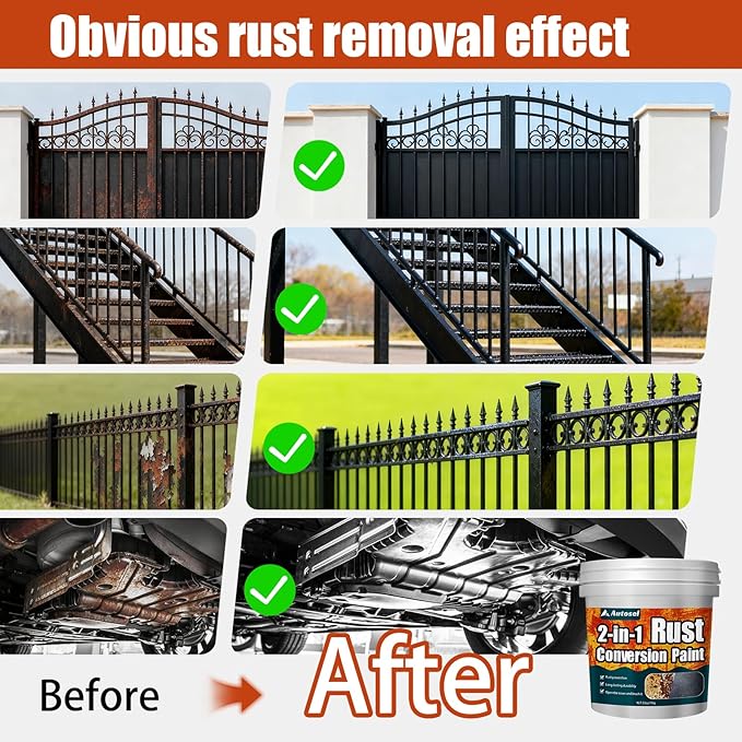 2-in-1 Rust Converter & Metal Primer, 35 oz Rust Remover & Inhibitor Paint for Metal, Stops Rust & Corrosion, Heat & UV Resistant Automotive Rust Reformer for Car, Truck Frame, Trailer – Black