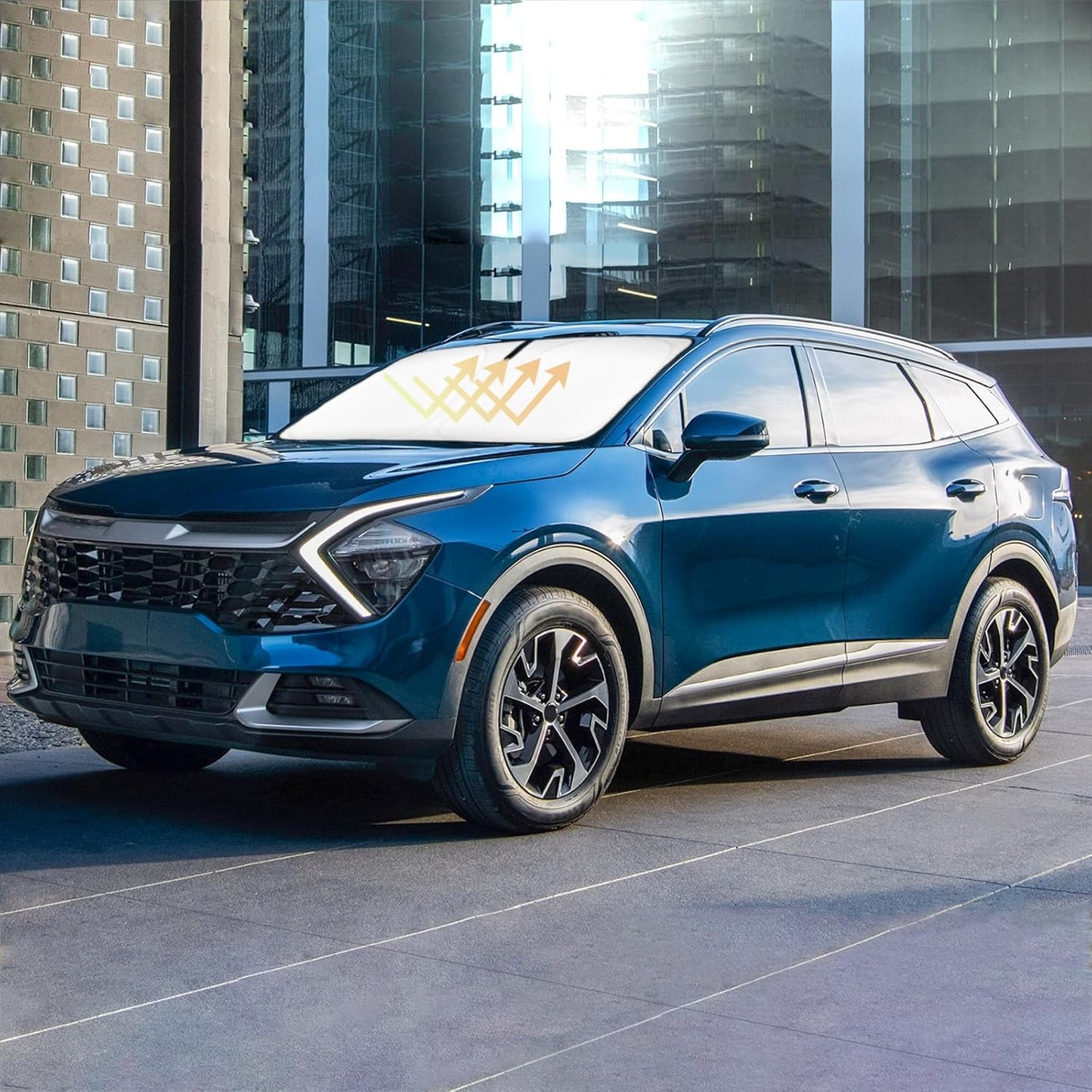 Sun Shade for Sportage Windshield Sunshades for 2022 2023 2024 2025 Kia Sportage SUV Windshield Cover Front Window Shields 240T Silver Coating Protector Sun Visor Blocks UV Rays Car Accessories