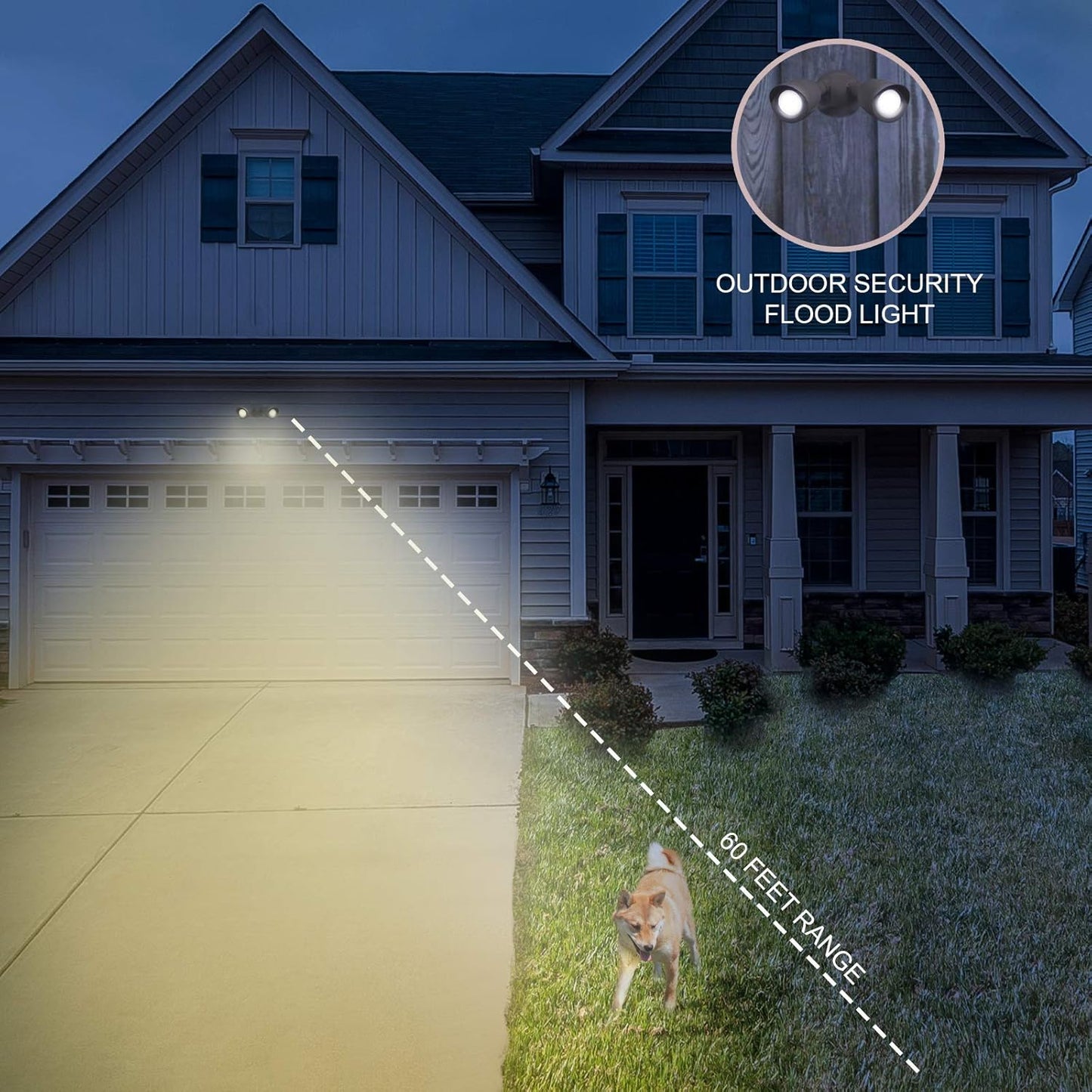 Ciata Flood Lights Outdoor, 20-Watt LED Bullet Head Security Flood Lights, Dual Head, RoHS and FCC Complaint, IP65 Rated, 1900 Lumens, 2KV Surge Protection, Die-Cast Aluminum in Bronze Finish – 3000K