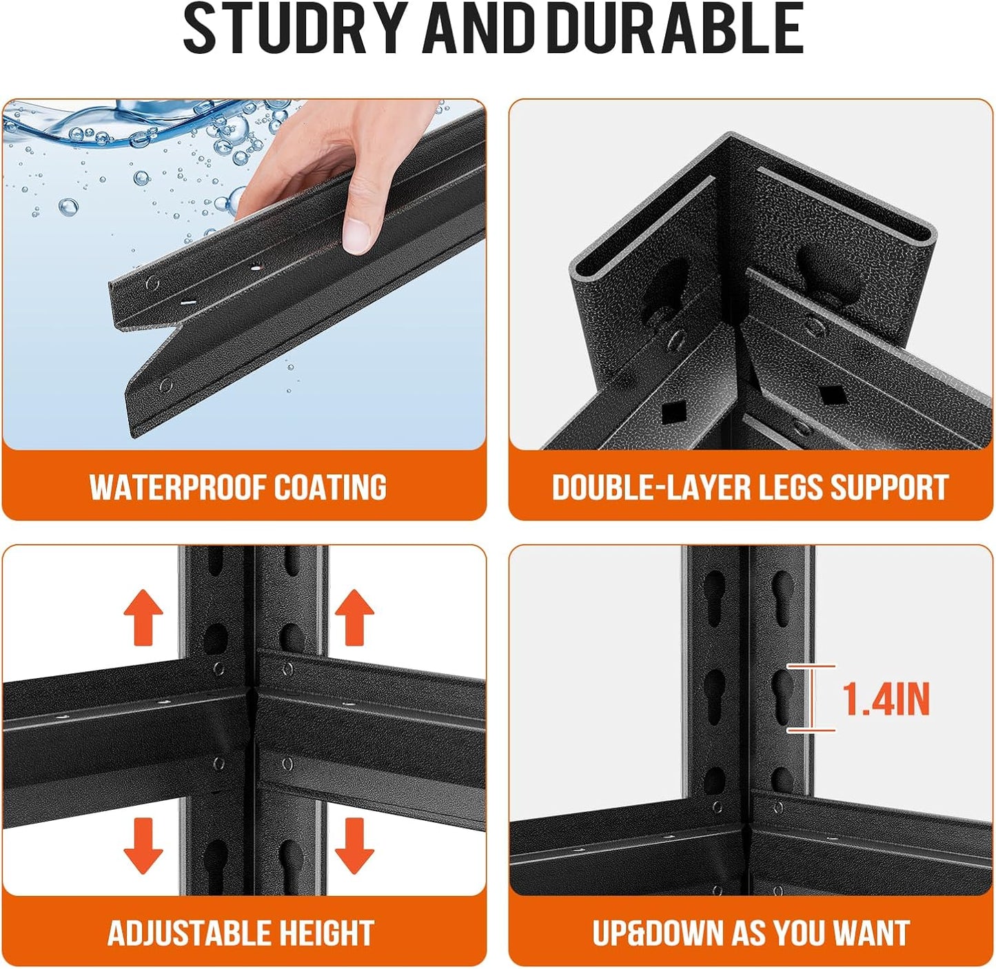 72" H Garage Shelving Unit, Garage Storage Shelves 2500LBS Heavy Duty Shelving, Adjustable 5 Tier Metal Shelving Utility Shelf, Storage Rack for Industrial, Warehouse, Basement (18" D*39.3" W*72" H)