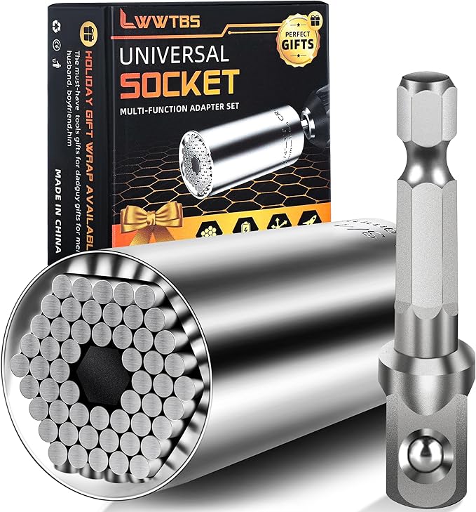 Super Universal Socket Tools Gifts for Mens Christmas Stocking Stuffers for Men Grip Socket Set With Power Drill Adapter (7-9MM) Cool Tools Gadgets for Dad Husband Birthday gifts for Women Him (1)