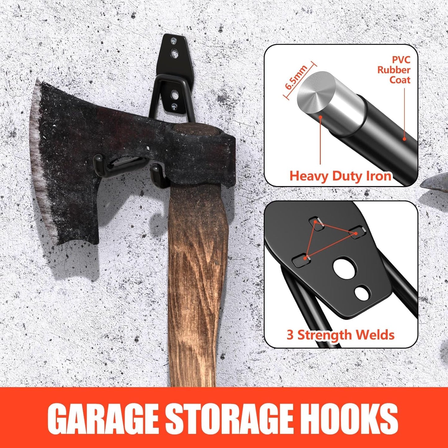 2 Pack Garage Hooks with Anti-Slip Coating Heavy Duty Wall Mount Hooks for Garage Storage and Hanging Hoses Bike Garden Tools Ropes etc
