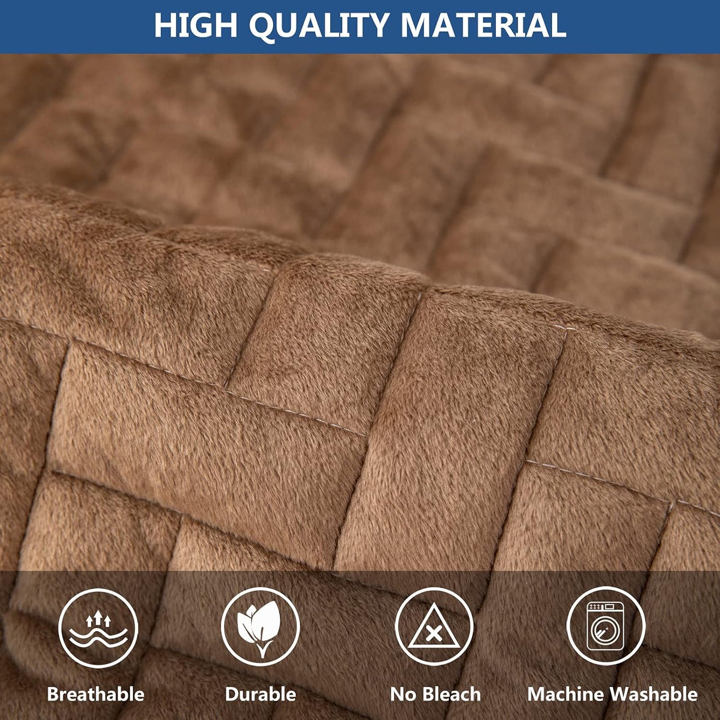 Eismodra Couch Cover,Sectional Couch Covers,Sofa Covers for 3 Cushion Couch,Anti-Slip Sofa Slipcovers for Dogs Cats Kids Loveseat Recliner L Shaped Armrest Backrest,Brown 36''x47''(Only 1 Piece)