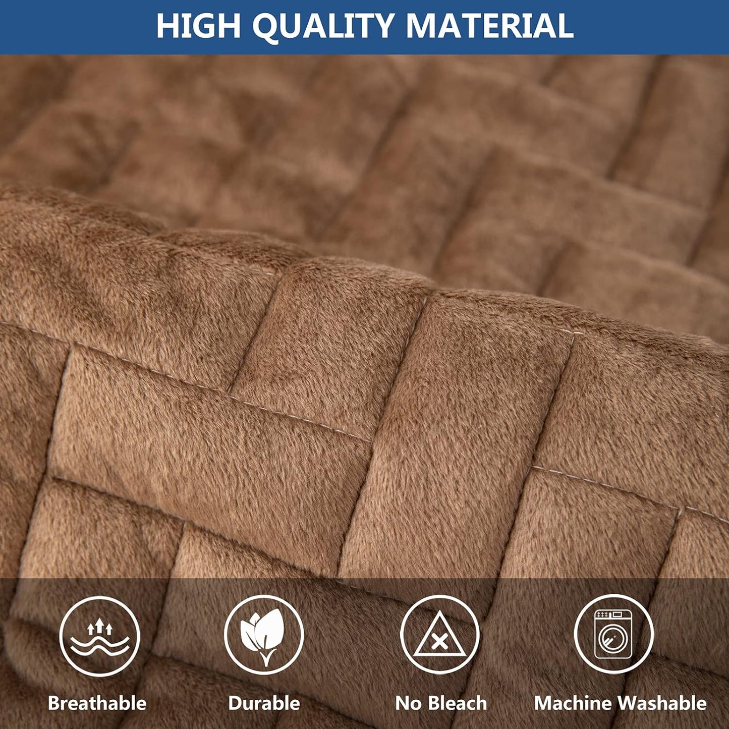 Eismodra Couch Cover,Sectional Couch Covers,Sofa Covers for 3 Cushion Couch,Anti-Slip Sofa Slipcovers for Dogs Cats Kids Loveseat Recliner L Shaped Armrest Backrest,Brown 36''x36''(Only 1 Piece)