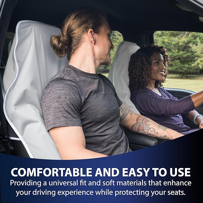Dri Seats Waterproof Car Seat Cover – Premium Sweat Towel with Slip Resistant Backing for Front Seats in Cars, Trucks, SUVs – Universal Seat Liner, Easy Install, Machine Washable, Breathable