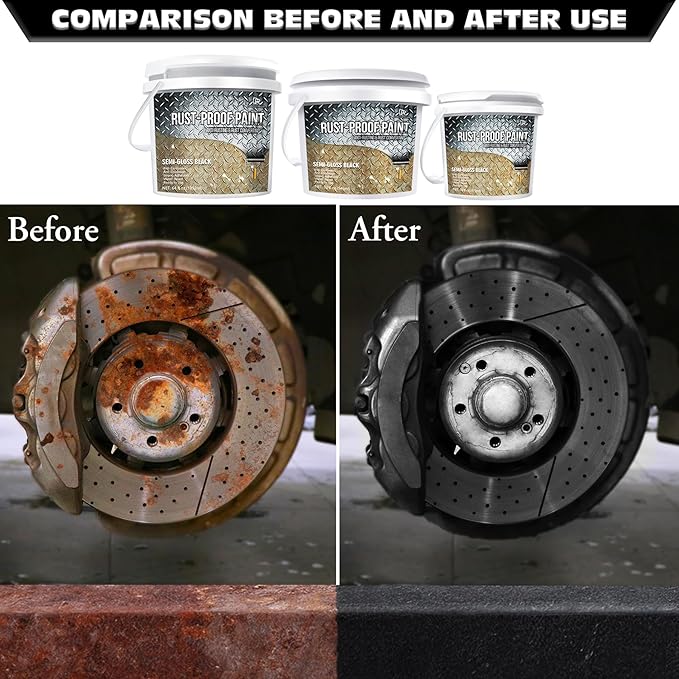 Rust Converter Paint - 32oz Water-Based Rust Reformer & Metal Primer, Semi-Gloss Black Rust Preventive Paint for Metal, Anti-Rust Coating Rust Paint Encapsulator for Maximum Rust, Corrosion Protection