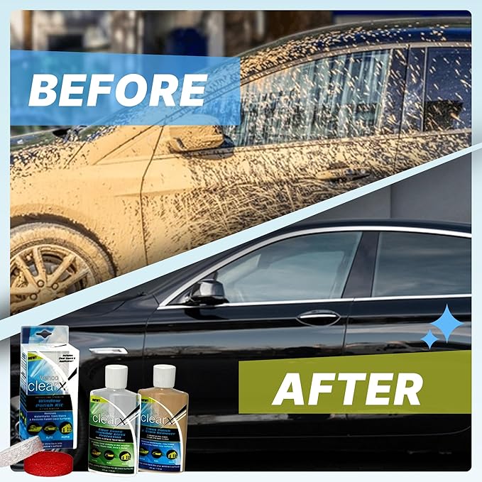 Venco Clear X Multi-Surface Glass Polish - Advanced Oxidation & Water Spot Remover with Clear Guard Technology - Perfect for Yachts, Home Windows, RVs & Car Windshields - Made in the USA - 4oz Kit