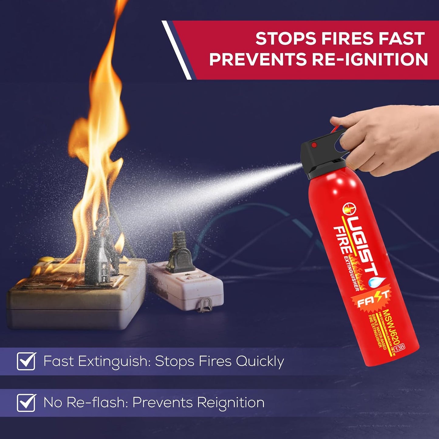 Fire Extinguisher for Vehicle & Home 620ml 2 Count, Car Fire Extinquishers, Prevent Re-lgnition, Best Suitable for Kitchen,The House Car Truck Boat Water-Based Mini Fire Extinguishers
