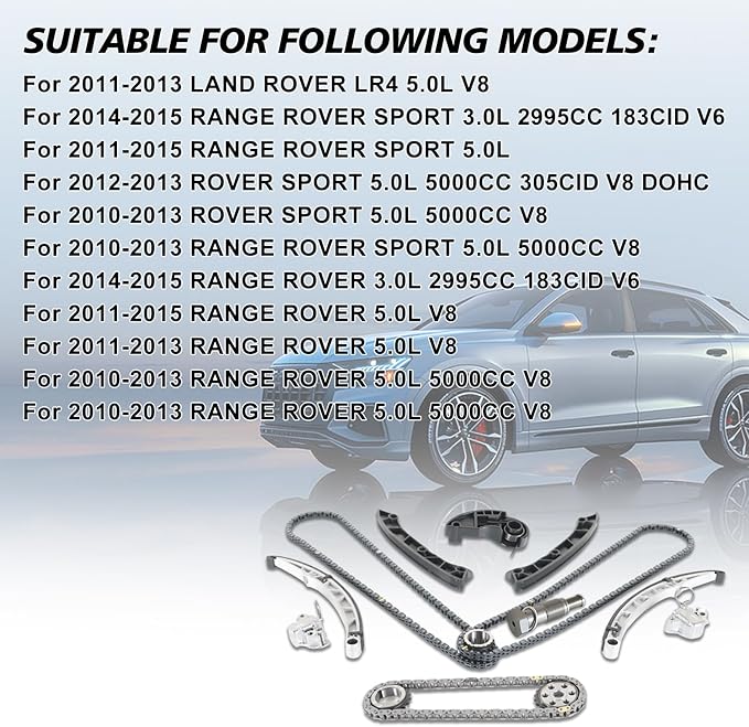 Engine Timing Chain Kit LR032048 LR072638 LR051013 Fits for 2011-2013 LR4 5.0L V8,for 2010-2015 RANGE ROVER SPORT 3.0L 5.0L,for 2010-2015 RANGE ROVER 5.0L Timing Chain Kit Parts