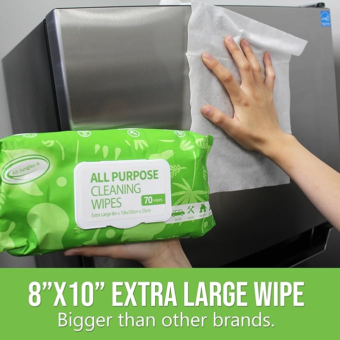 Air Jungles Car Interior Cleaning Wipes Set 210 Count, XL 8" x 10" Wipe for Car Leather Seat, Windshield Window Mirror Cleaning, Steering Wheel & Vinyl Cleaning, Multi-Purpose Wipes