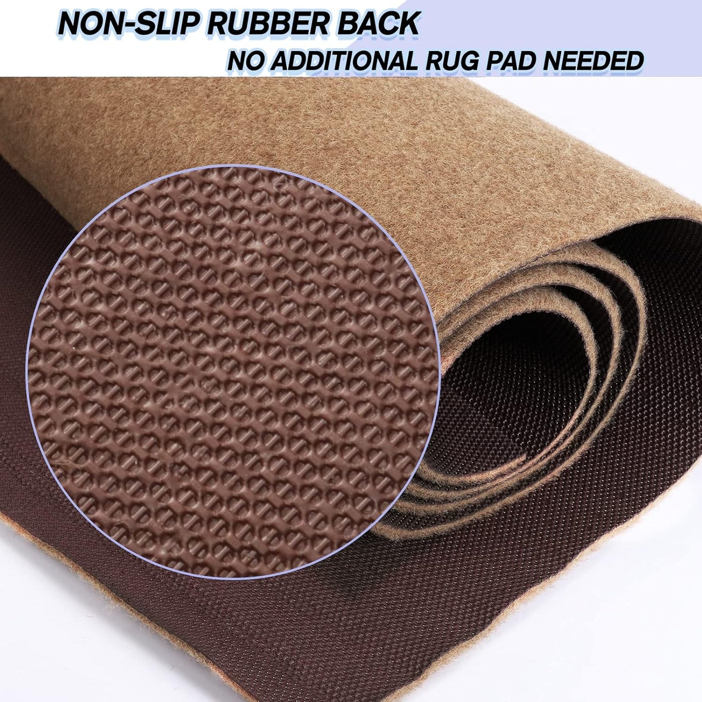 Custom Size Backed Non-Slip Area Rugs Runner, Easy Clean, Waterproof Runner Rugs for Hallway Entryway, Kitchen, Laundry, 3FT x 38FT, Beige