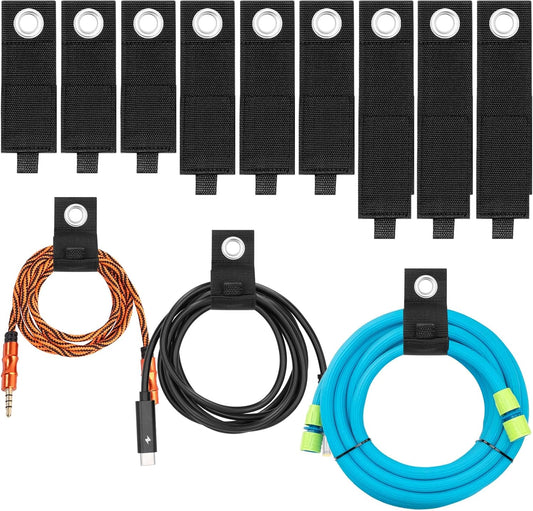 Heavy-Duty Storage Straps，Extension Cord Holder Organizer Variety Pack Holds 55lbs，Fit Easily on Hooks or Nails ， Perfect for Garage Organization 3-pk 10",14" and 18", Black (9, BLACK)