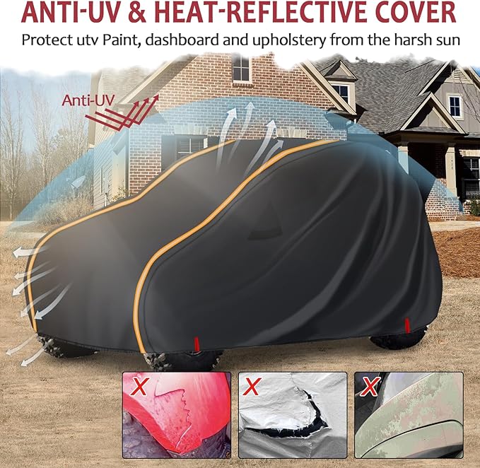 StarknightMT UTV Cover 2 Seater, Full Cover Compatible with Can Am Maverick X3 /Turbo / 900, Kawasaki, CFMOTO, RZR, Talon, SXS Heavy-Duty All Weather Protection Cover 2-3 Seater