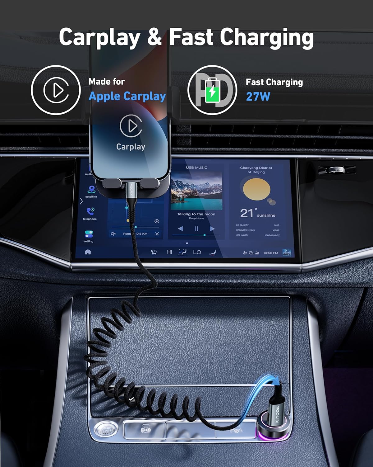 Coiled USB C iPhone Charger 3FT 2Pack, Braided Type C to Lightning Cable for Car [Apple MFi Certified] Fast Charging Cord Compatible with iPhone 14 Pro/Pro Max/Plus 13 12 11 8 7 6s 6 SE XS XR X, iPad