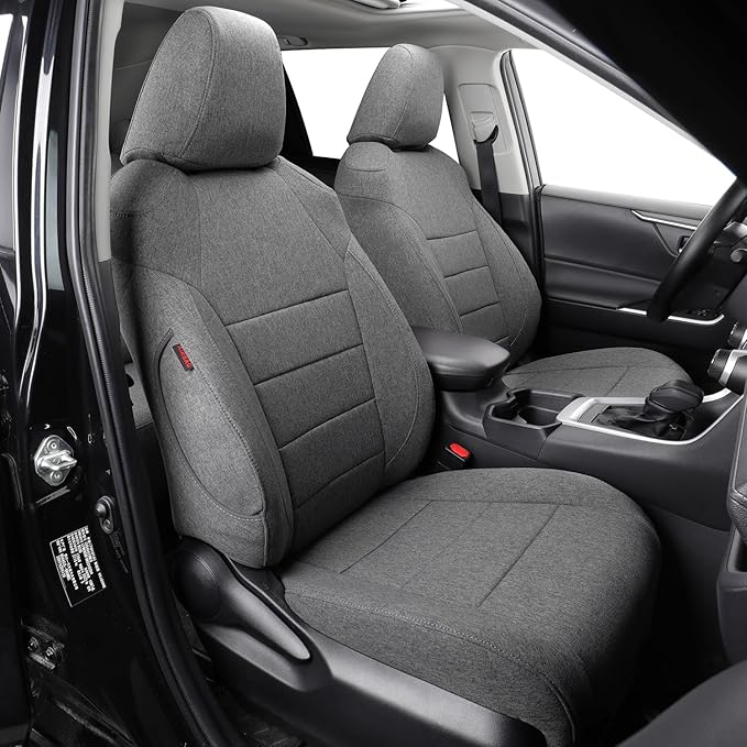 coverdream Custom Fit RAV4 Car Seat Covers for Select Toyota RAV4 LE 2013 2014 2015 2016 2017 2018,Full Coverage Polyester Seat Protector (Full Set,Gray)