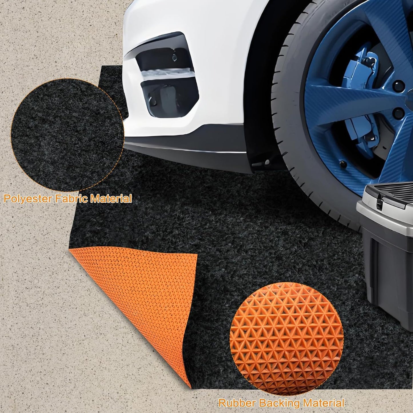 Oil Spill Mat, 64 x 32 Inch Garage Floor Mat Heavy Duty Absorbent Oil Pad for Under Car with Rubber Backing Protects for All Types of Spills, Black, Orange