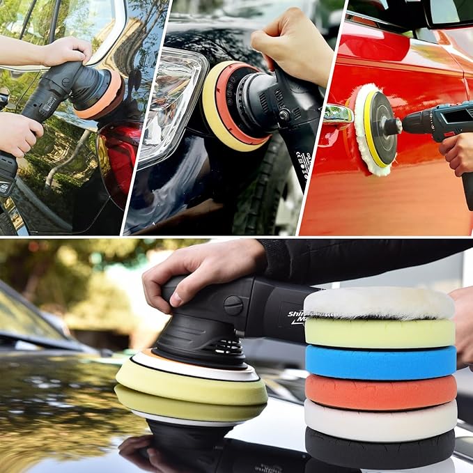 IPELY 6 Pcs 6 Inch Buffing Pads, Polishing Pads 6.5 Inch 165 mm Face for 6 Inch 150mm Base Plate Compounds, Buffer Pads for Polishing and Waxing