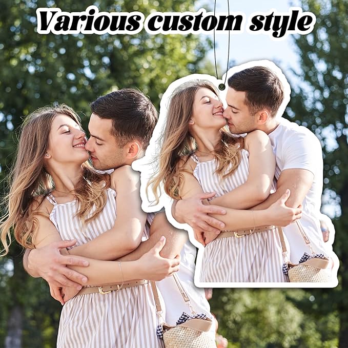 6Pcs Custom Air Fresheners with Picture - Double Sided Print Personalized Car Air Freshener with Logo Personalized Gifts for Valentine's, Car Charms for Rear View Mirror. (6pcs-Crop)