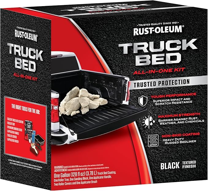 Rust-Oleum 382628 Automotive All-In-One Truck Bed Coating Kit, Gallon, Textured Black