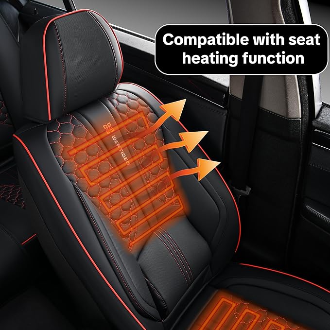 Black Car Seat Covers Full Set,Waterproof Leather Car Seat Covers,Suitable for suvs, sedans, and Pickup Trucks