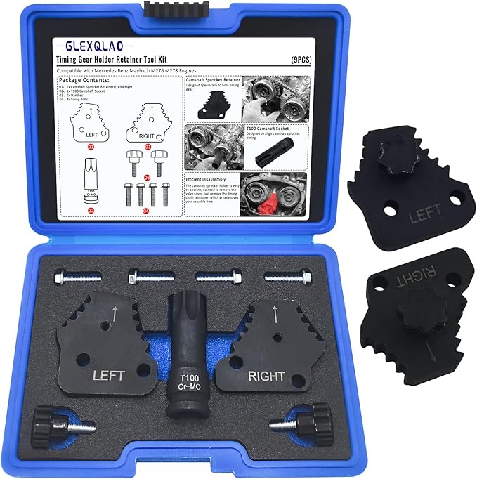 Timing Gear Retainer Tool Set Compatible with Maybach Mercedes Benz M276 M278 Engines, Camshaft Sprocket Screws Removal Kit with T100 Socket