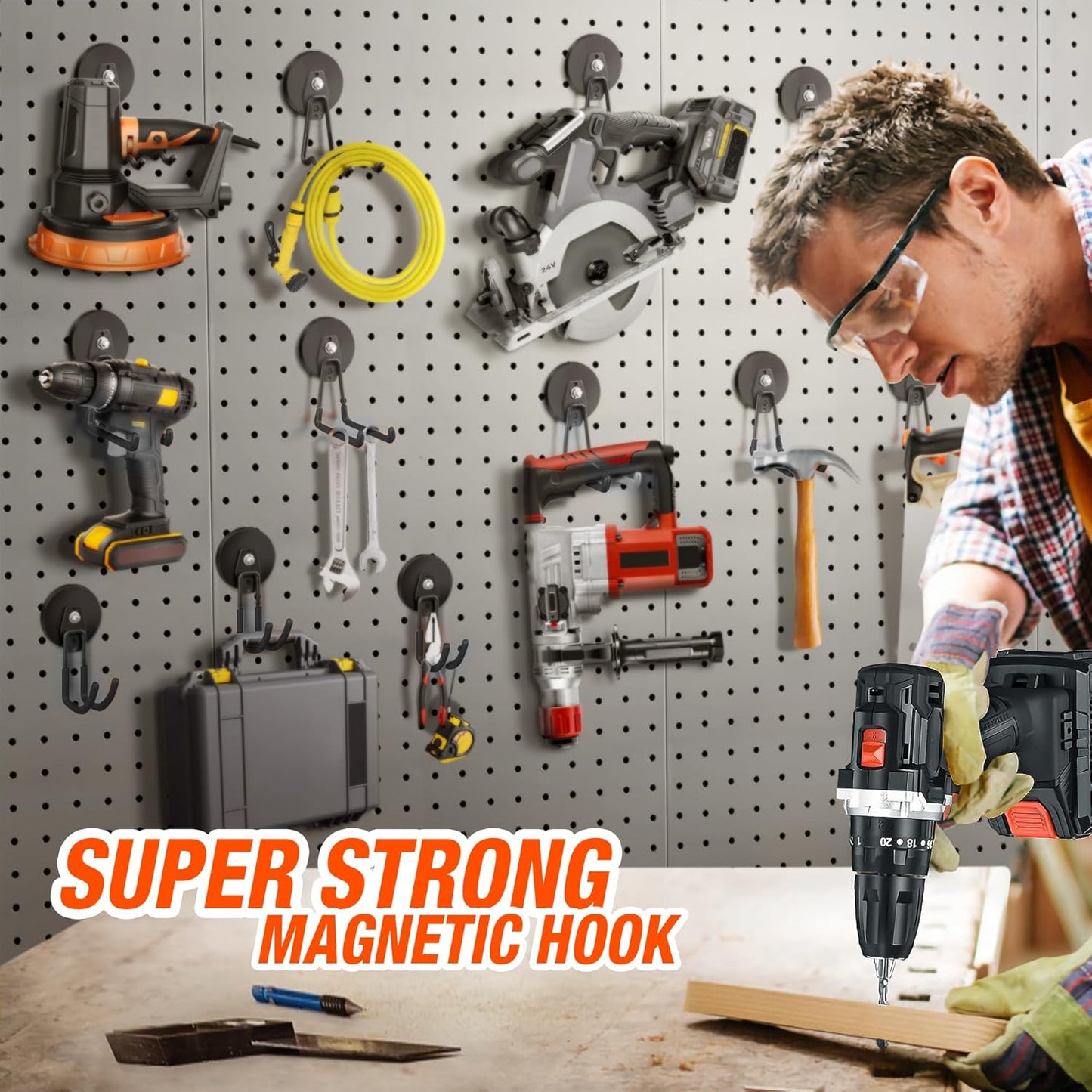 4Pack Large Strong Magnetic Hooks For Hanging Heavy Duty, 3.5in Neodymium Magnet Storage Utility Hooks, Industrial Magnet Hook Steel Long Magnetic Holder Hanger Organizer For Garage Garden Power Tools