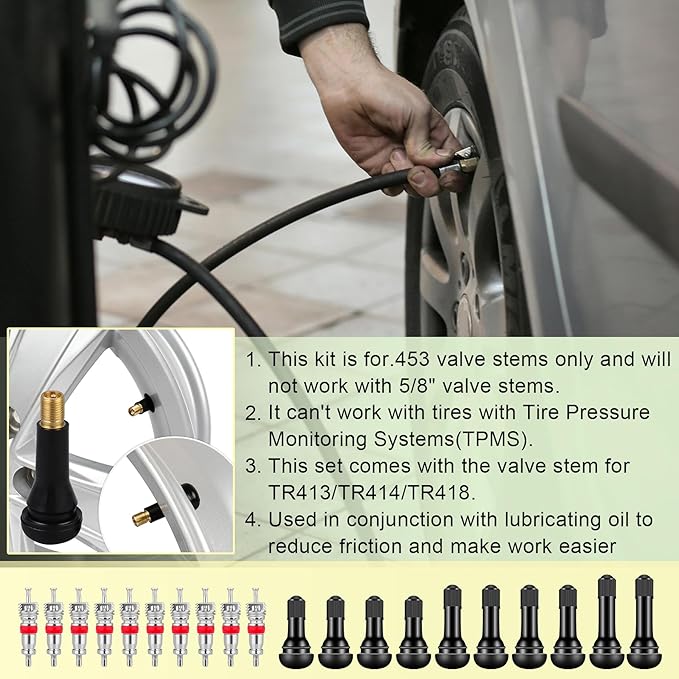 38PCS Tire Valve Stem Core Quickly Replacement Tool Kit,Quick Change Tire Valve Tool Kit for Replacing Leaky Valves in Cars,Trucks,ATVs,etc.with TR413/TR414/TR418