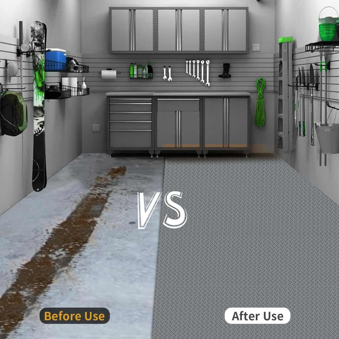 Premium Garage Floor Mat, Commercial Grade Heavy Duty Parking Mat for Garage Floor, Golf Cart Parking, Water/Stain Resistant Floor Runner (Grey Diamond, 2 Rolls x 4 x 10 Feet)