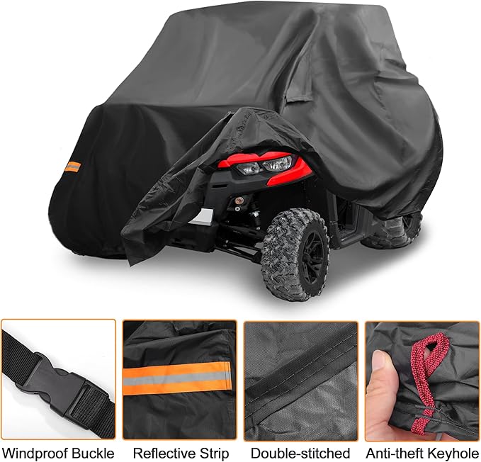 X AUTOHAUX UTV Cover for Can-am Defender MAX Waterproof Side by Side Cover Outdoor Sun Rain Storage Protection 210D-PU Black 390x161x193cm