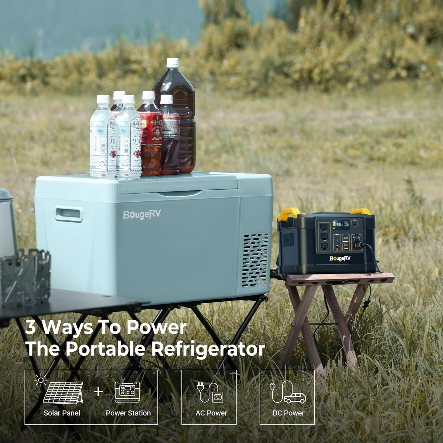 BougeRV Green 23Quart Portable Refrigerator, 12 Volt Fridge 22L, Portable Freezer Compressor Cooler 12/24V DC 110~240 Volt AC for Truck Van RV Camper -8℉~50℉